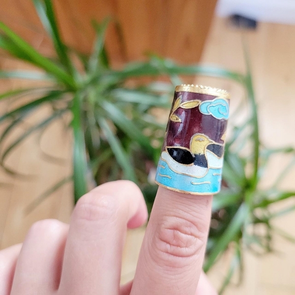 *RARE* Vintage Cloisonne Bird Duck Thimble - Picture 2 of 8